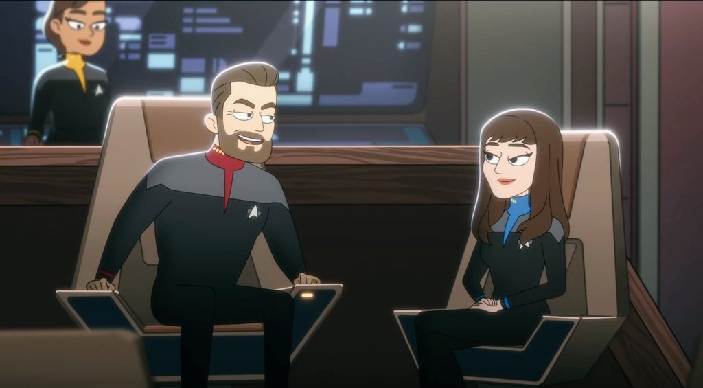 U.S.S. Titan - William Riker (Jonathan Frakes) - Deanna Troi (Marina Sirtis) - Lower Decks - Temporada 1 -  “No Small Parts”